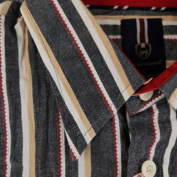 Phat Farm Men Long Sleeve Button Up Shirt Striped Western 2XL Gray Colorful - Picture 9 of 16